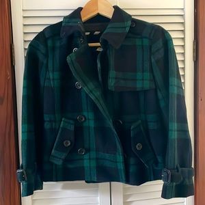 J. Crew wool Plaid Cropped Trench Coat